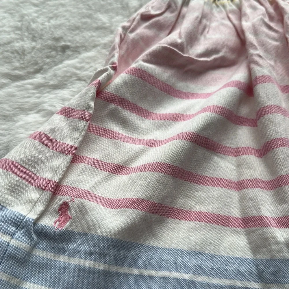 Ralph Lauren Baby Girl Pastel Striped 100% Cotton Summer Dress size 12 months